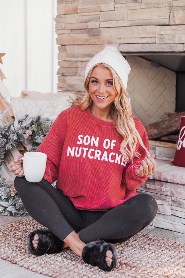 Son Of A Nutcracker Red Corded Graphic Sweatshirt | Pink Lily