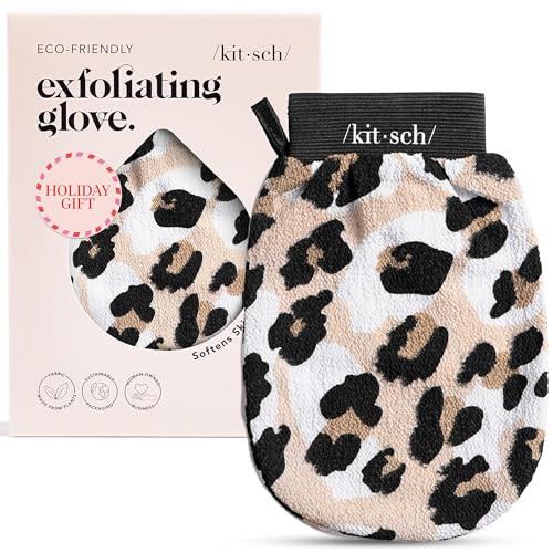 Kitsch Exfoliating Glove – Korean Exfoliating Mitt & Deep Exfoliating Body Scrubber for Shower, Bath | Body Exfoliator, Dead Skin Remover | Skin Care for Smooth, Renewed Skin - 1pc, Leopard | Amazon (US)