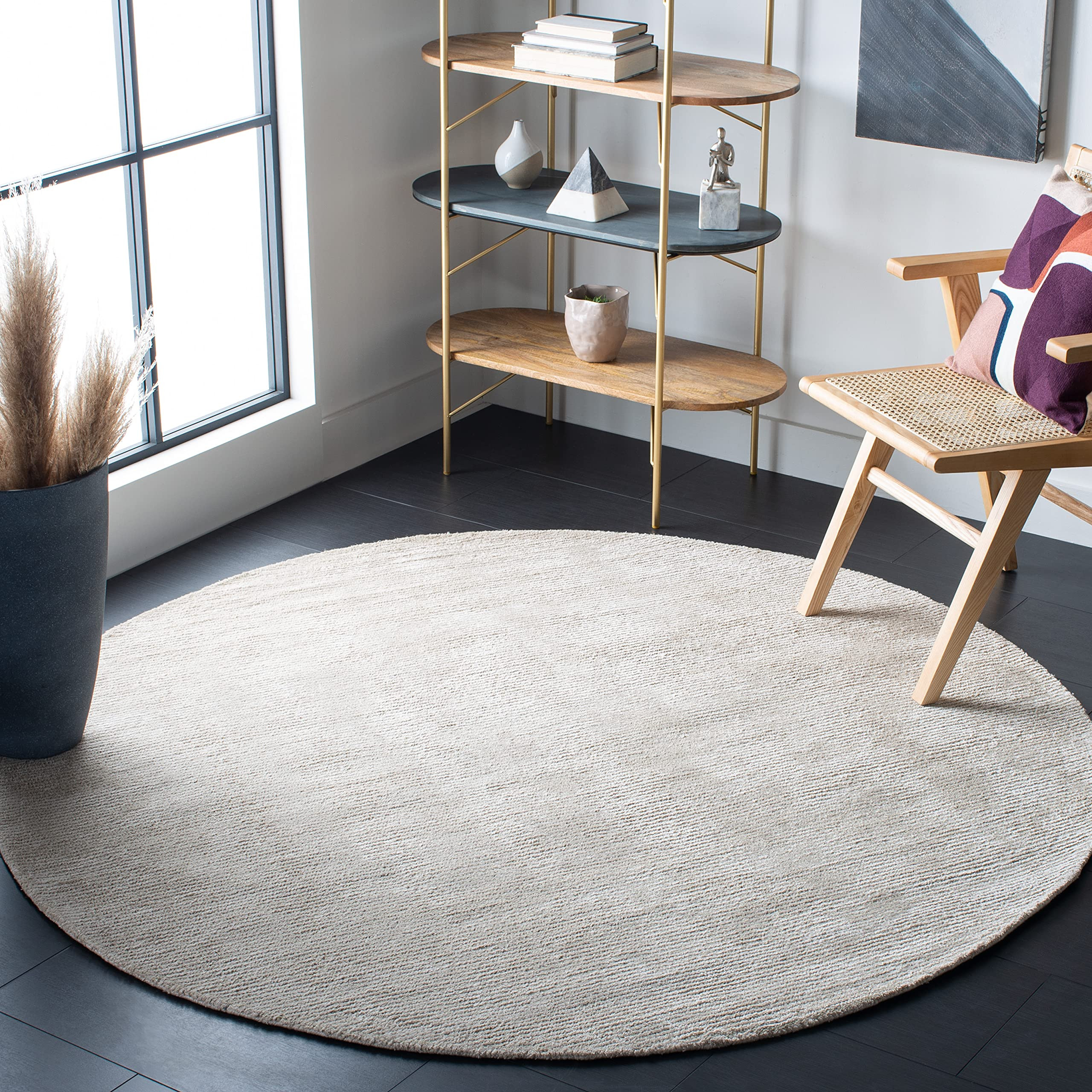 SAFAVIEH Himalaya Collection 8' Round Beige HIM152B Handmade Wool & Viscose Entryway Foyer Living... | Amazon (US)
