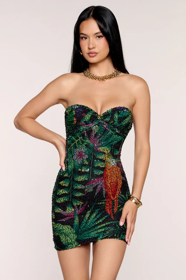 Shay Tropical Printed Bead Mini Dress | Windsor Stores