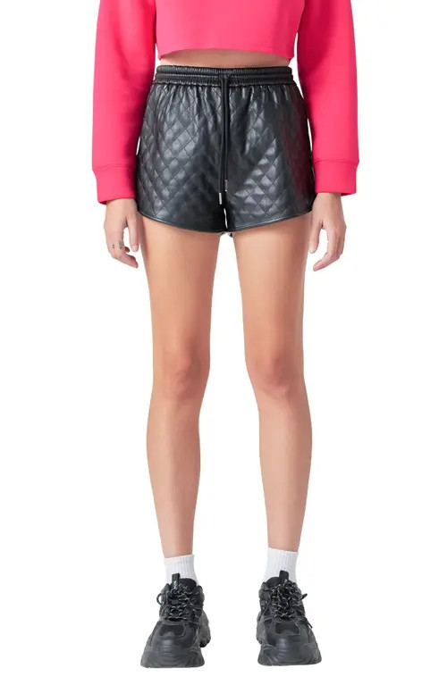 Grey Lab Quilted Faux Leather Shorts in Black at Nordstrom, Size Small | Nordstrom