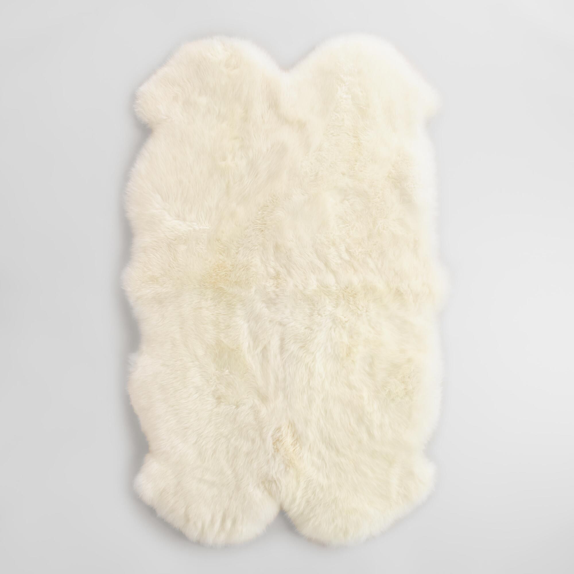 4'x5.3' Ivory New Zealand Sheepskin Area Rug: White by World Market | World Market