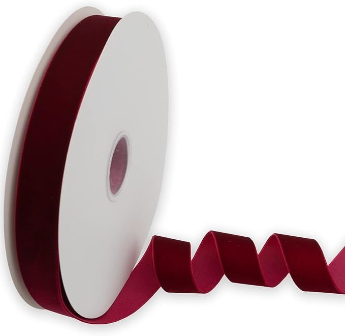 KLTRIBBON Nylon Velvet Ribbon Single Faced,1 Inch X 25Yards Spool (Hot Red) | Amazon (US)