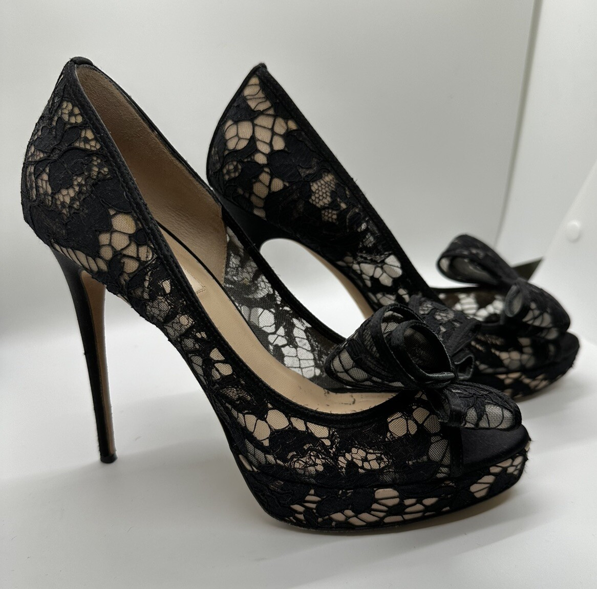 Valentino Black Lace  Bow Accent D’Orsay Pumps 9 | eBay | eBay US