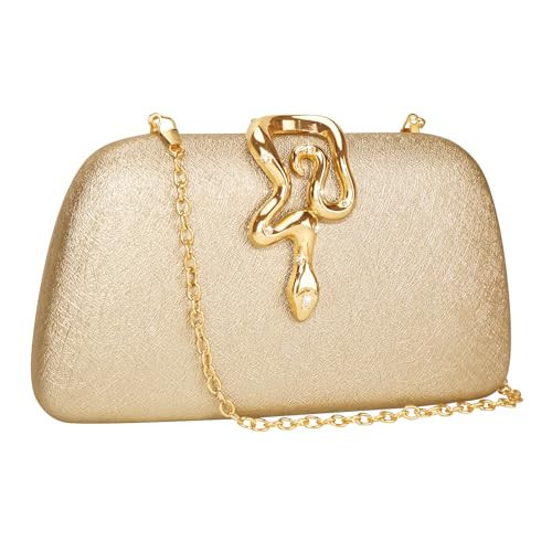 Glitter Clutch Purses for Women – Elegant Evening Bag with 2 Chains for Shoulder or Crossbody Wear, Sparkly Handbag for Weddings, Parties & Formal Events – Champagne Gold | Amazon (US)