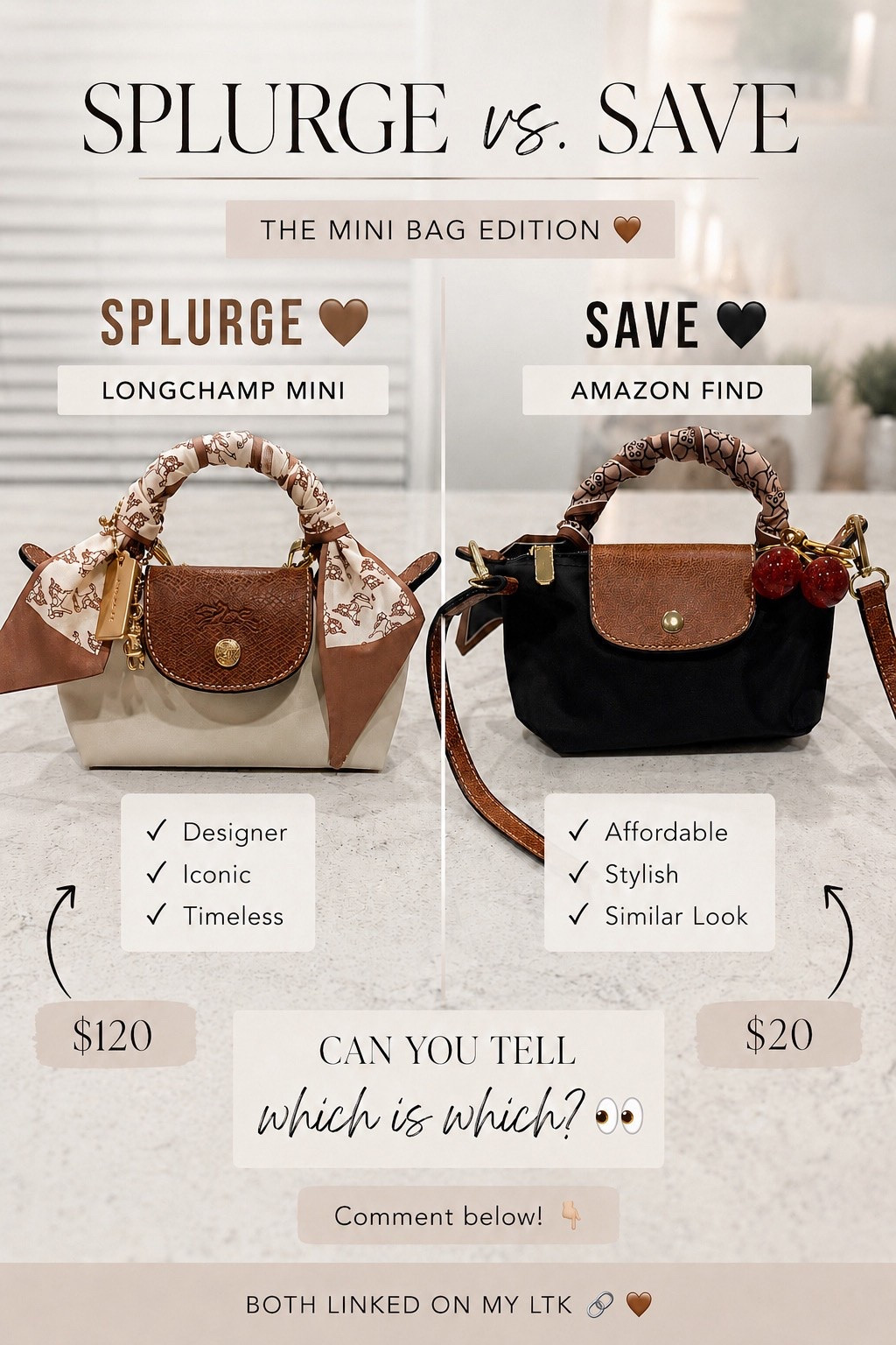 Guess which bag is the splurge and which one is the save? Both are stylish, but only one is designer 💕

Long Champ vs Amazon mini bag

#LTKootd #LTKBeauty #LTKmomlife