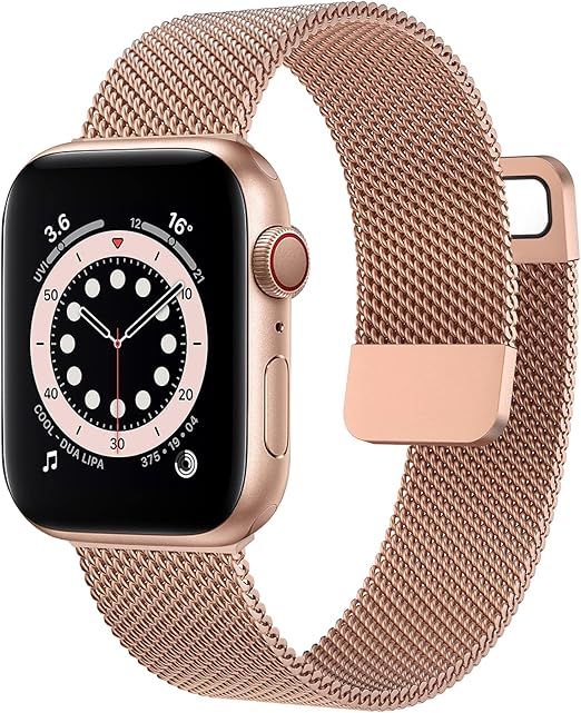 OUHENG Compatible with Apple Watch Bands 40mm 38mm 44mm 42mm, Magnetic Stainless Steel Mesh Loop ... | Amazon (US)