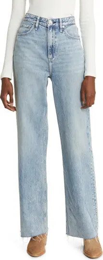 Logan Featherweight Raw Edge High Waist Wide Leg Jeans | Nordstrom