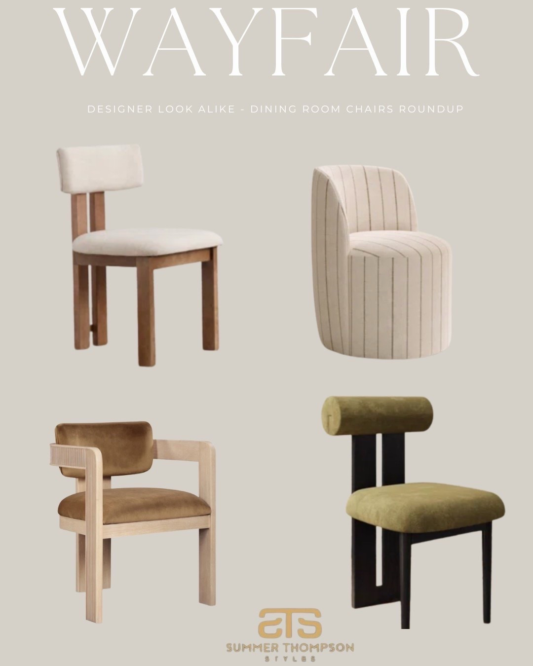 Designer look for less! Rounded up my favorite Wayfair dining chairs that give that high-end feel—without the price tag. Perfect for elevating your dining space with texture, tone, and timeless shapes. Shop all styles linked! 🪑✨


#WayfairFinds
#DiningRoomChairs
#DesignerDupe
#WayfairHome
#ModernDiningRoom
#InteriorStyling
#BudgetFriendlyDecor
#LTKHome
#FurnitureRoundup
#DiningRoomInspo



#LTKHome #LTKU #LTKStyleTip