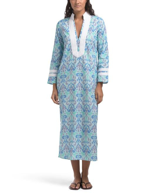 Long Sleeve Printed Caftan | TJ Maxx