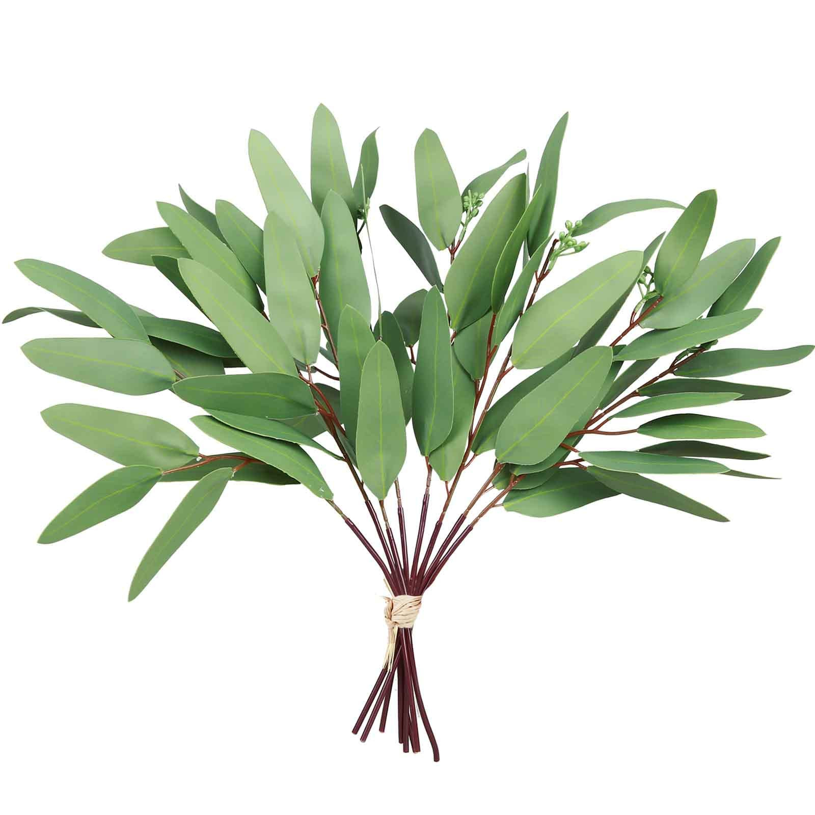 GREENTIME 8 Pack Faux Eucalyptus Stems with Seeds 13 Inches Artificial Seeded Leaves Branches Greenery Stems for Bridal Wedding Bouquet Vase Table Centerpiece Decor | Amazon (US)