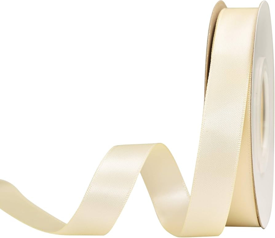 YAMA Ivory Double Face Satin Ribbon 5/8 Inch 25 Yards Ivory Silk Ribbon for Gift Package Wrapping... | Amazon (US)