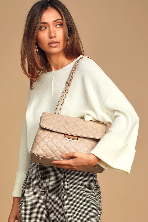 Real Stunner Taupe Vegan Leather Quilted Crossbody Bag | Lulus (US)