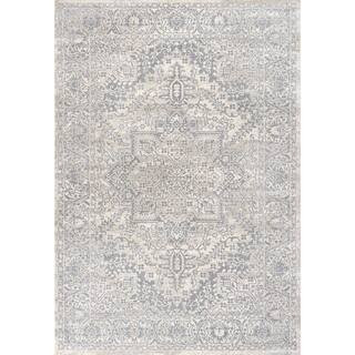 Modern 4 ft. x 6 ft. Persian Vintage Medallion Cream Area Rug | The Home Depot
