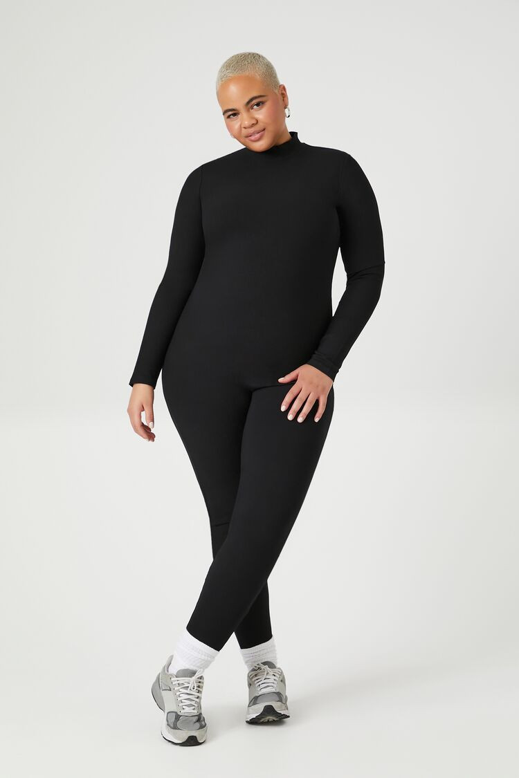 Plus Size Ribbed Mock Neck Jumpsuit | Forever 21 | Forever 21 (US)