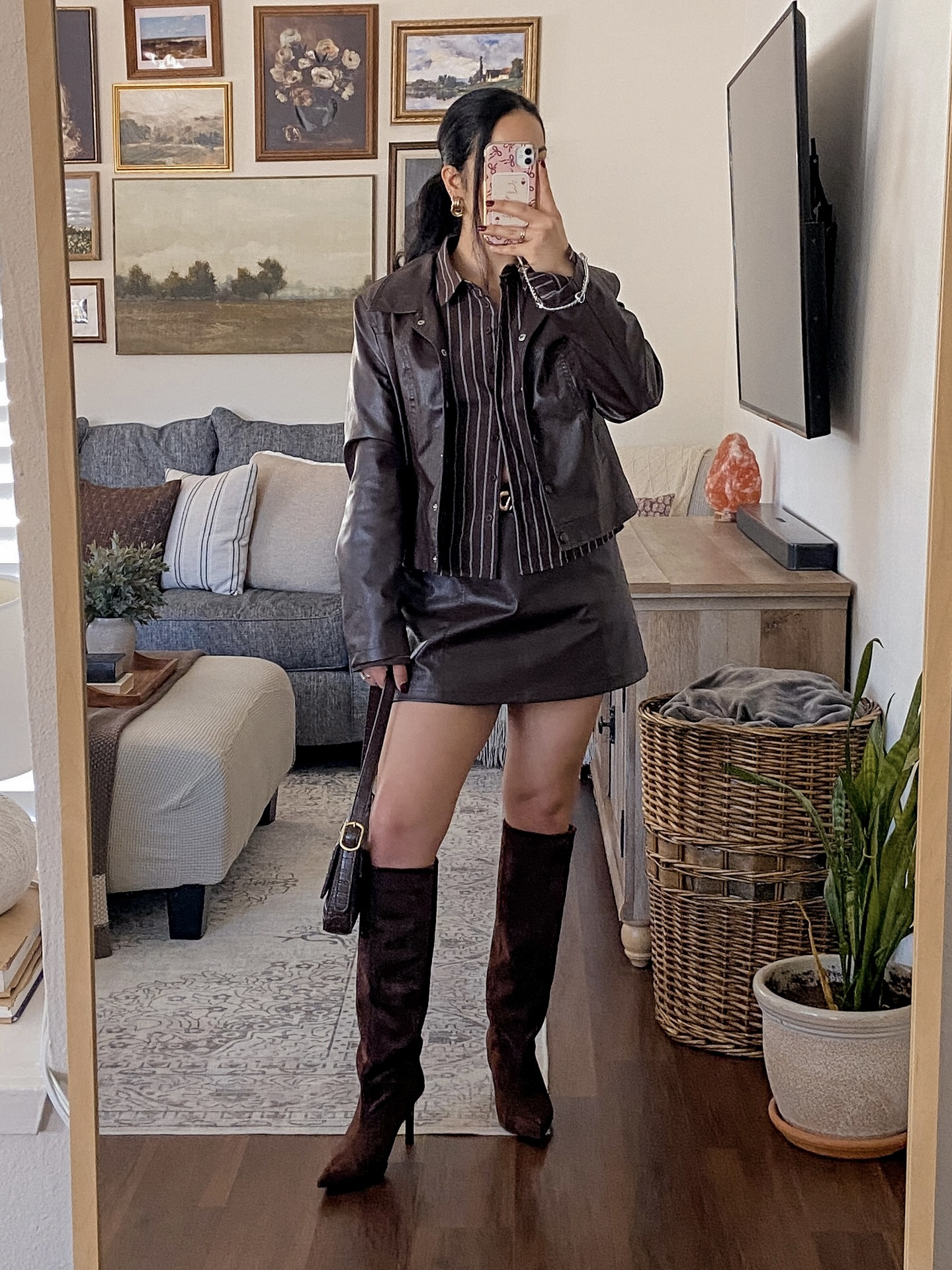 you can never go wrong with a monochromatic outfit 🤎👜🍂 monochromatic brown outfit, brown faux leather set, faux leather jacket and skort outfit, brown cropped button up, suede knee high boots outfit, brown fall outfit ideas, chic brown outfit inspo, monochrome fashion look, fall fashion 2025, elevated fall outfit, trendy brown aesthetic outfit, neutral tone outfit inspo, pinterest inspired outfit, classy brown outfit style, amazon fall fashion inspo, brown outfit styling ideas, fall wardrobe neutrals, faux leather fall look, brown boots outfit, chic fall neutrals, coordinated fall outfit, monochromatic styling inspo, elevated chic fall outfit, trendy neutral tones, brown bag outfit styling,  

 #LTKHoliday #LTKgrwm #LTKootd