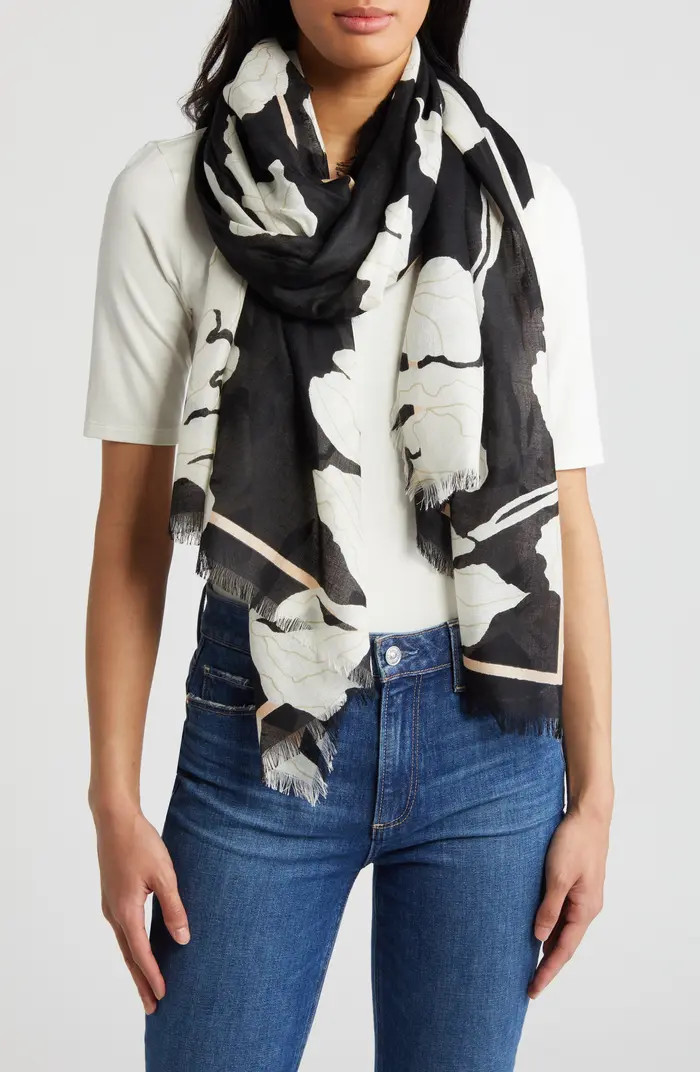 Eyelash Trim Print Cashmere & Silk Wrap | Nordstrom