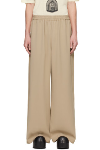 Beige Embroidered Trousers | SSENSE
