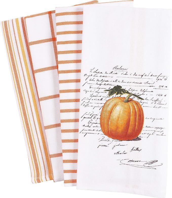 KAF Home Pantry Kitchen Holiday Dish Towel Set of 4, 100-Percent Cotton, 18 x 28-inch (Pumpkin Wo... | Amazon (US)