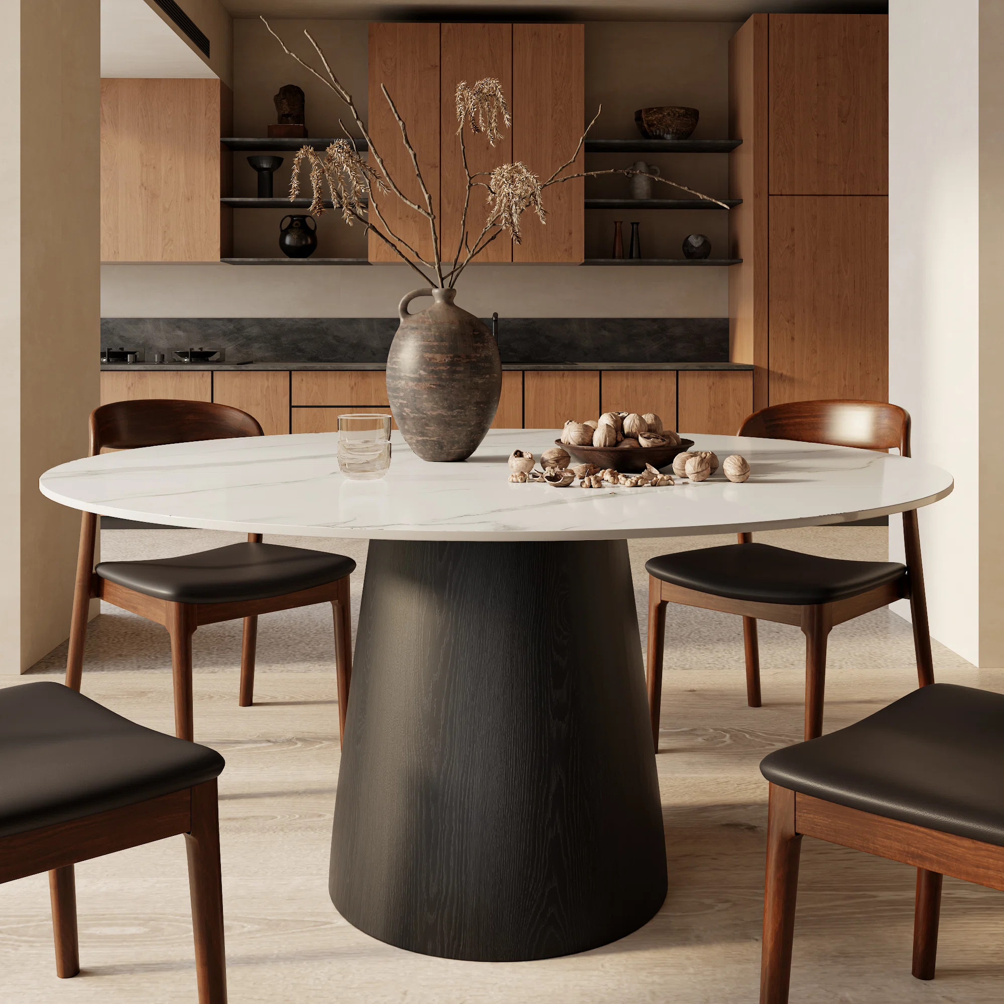 Modern Mid-Century Dining Table Round Kitchen Table For 4/6/8 | Wayfair North America