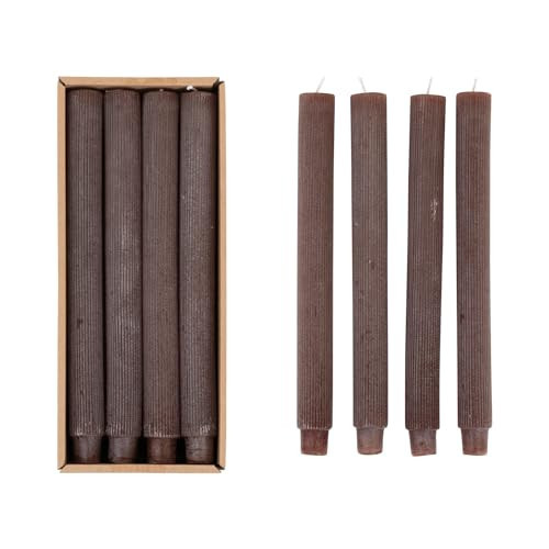 Creative Co-Op Unscented Pleated Taper Candles, Powder Finish, Leather | Amazon (US)