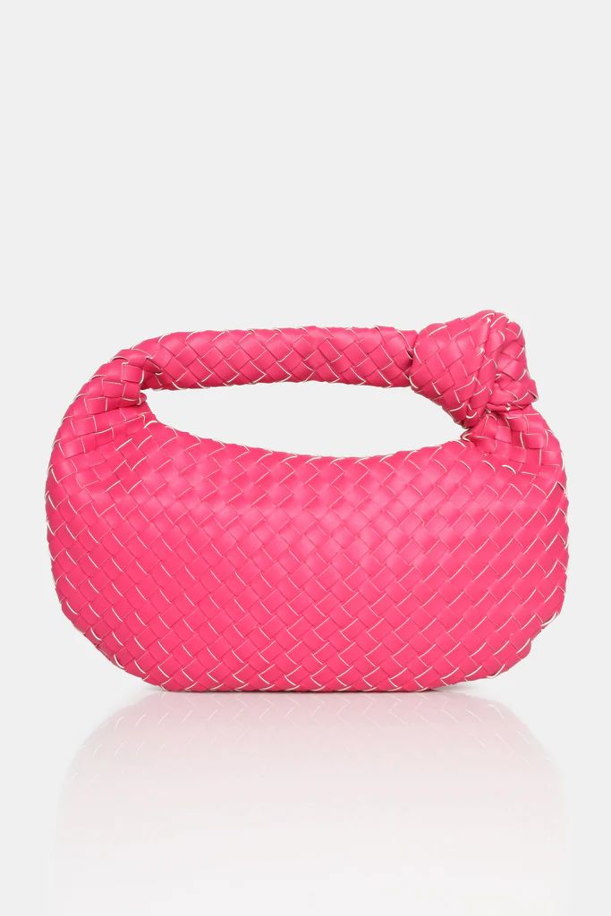 The Blame Hot Pink Woven PU Knot Detail Mini Grab Bag | Public Desire (US & CA)