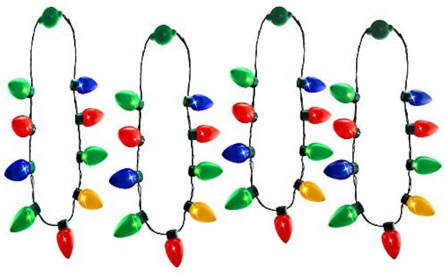 Windy City Novelties 4 Pack LED Light Up Christmas Bulb Necklace Party Favors with 6 Dynamic Ligh... | Amazon (US)