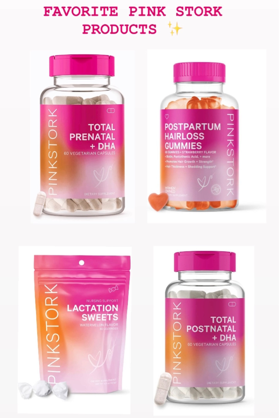 Total Prenatal+DHA- took these during pregnancy 
Postpartum Hair Loss Gummies- has helped strengthen my hair postpartum 
Lactation Sweets- helped boost milk production 
Total Postnatal+DHA- take these now postpartum. Can tell a difference in my energy levels since taking these 


#LTKbaby #LTKbump