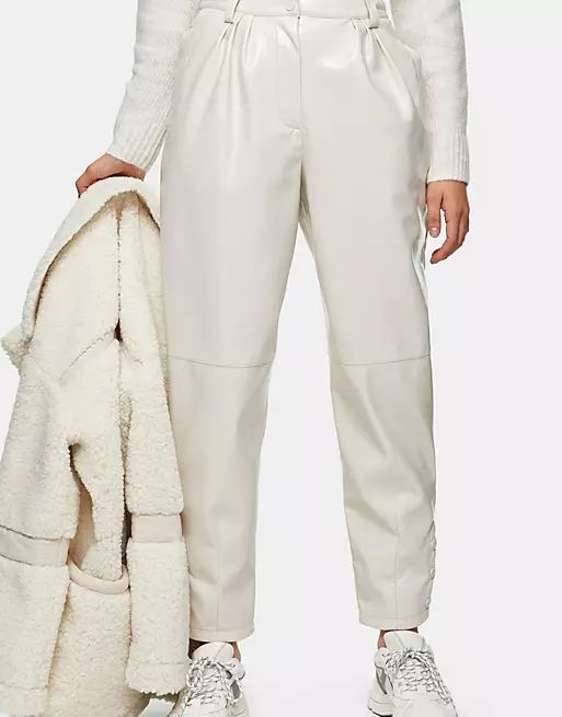Topshop faux leather straight leg pants in white | ASOS (Global)