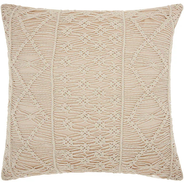 Mina Victory Luminescence Macrame Stripes Silver Throw Pillow (20-inch x 20-inch) by Nourison | Bed Bath & Beyond