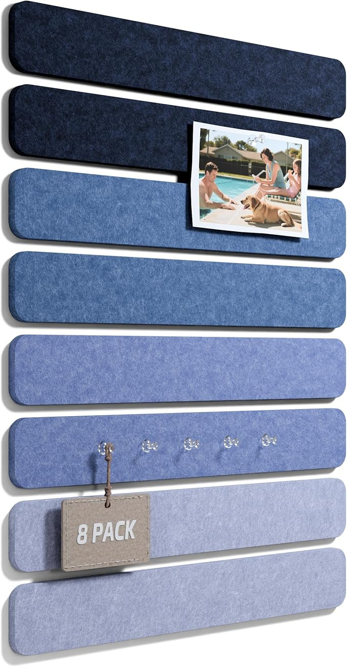 Fluxynara Cork Board Alternative Felt Strip Board 8-Pack 13"x2", Office Pin Board with 50 Push Pi... | Amazon (US)