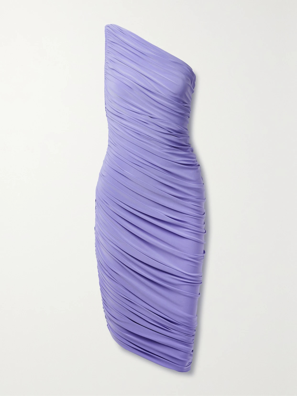 Norma Kamali - Diana One-shoulder Asymmetric Ruched Stretch-jersey Dress - Purple | NET-A-PORTER (US)