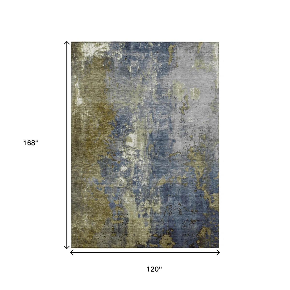 10' X 14' Khaki And Denim Blue Abstract Washable Indoor Outdoor Area Rug | Wayfair North America