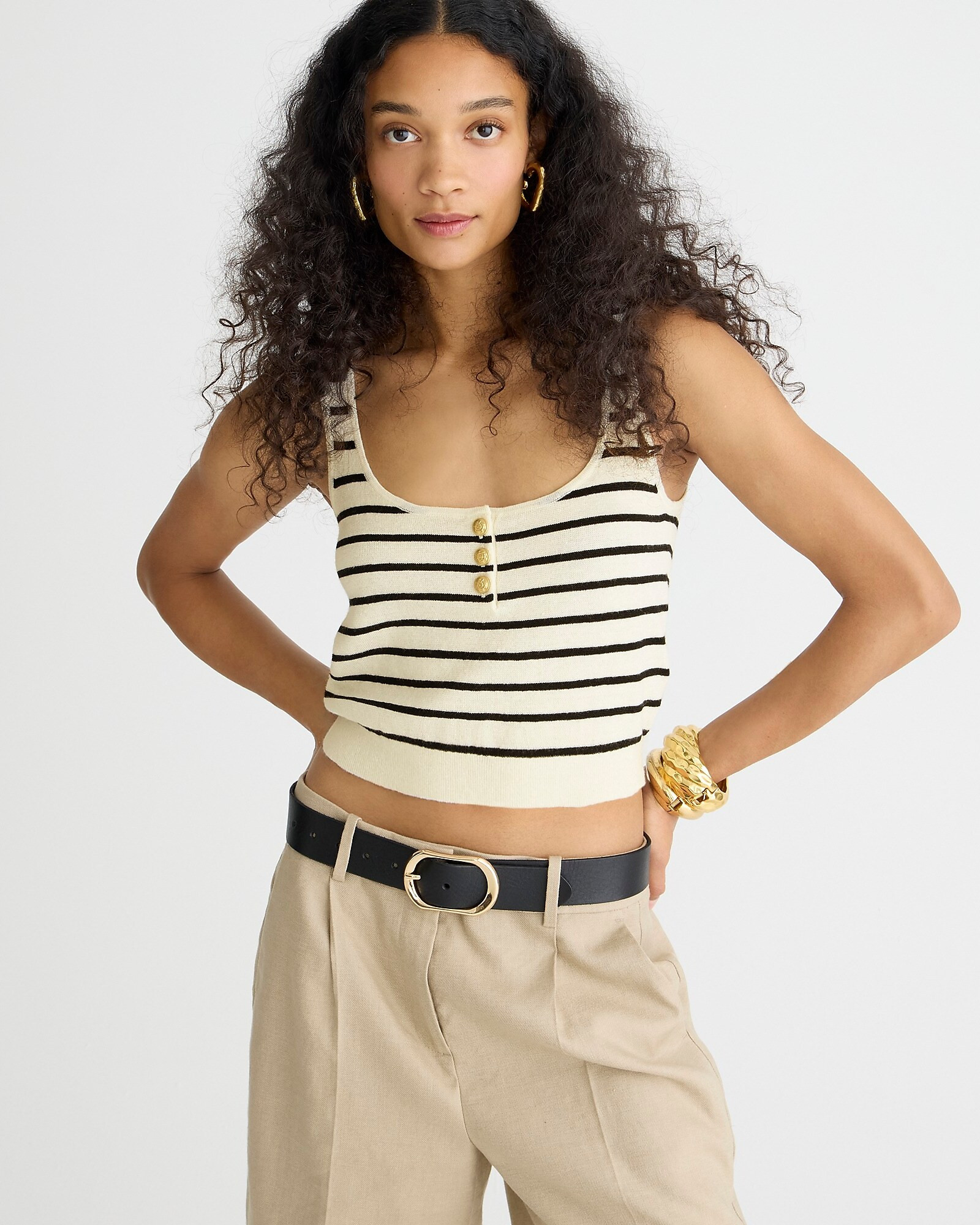 Henley cropped sweater-tank in stripe | J. Crew US