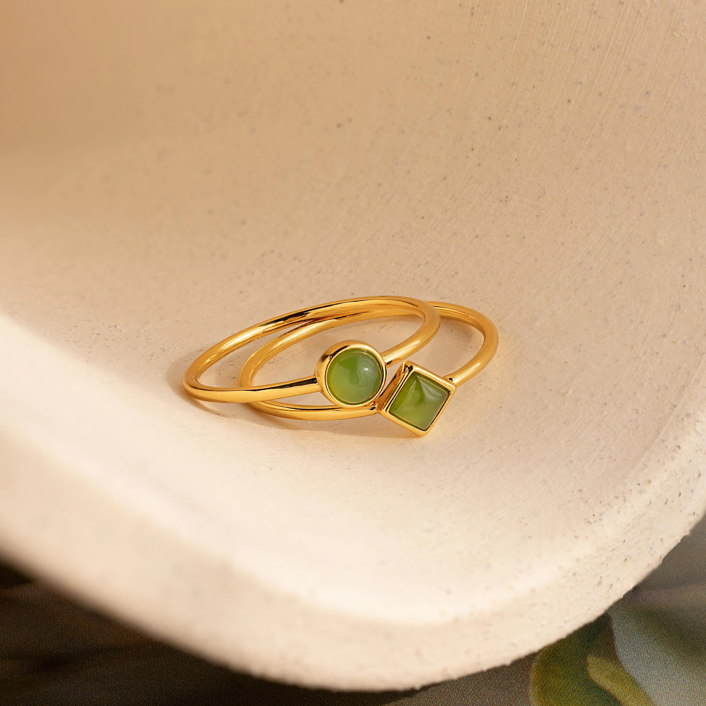 Dainty Jade Ring Set | Caitlyn Minimalist