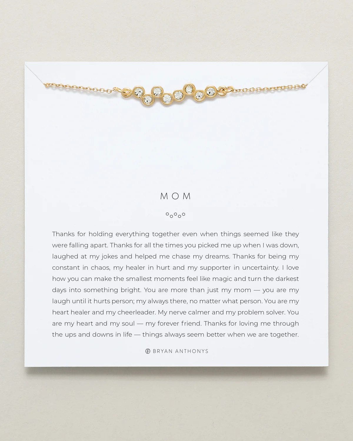Mom Necklace in Gold/Silver/Rose Gold Finish with Crystal Stone | Bryan Anthonys