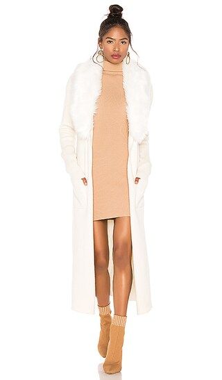 Lombardi Faux Fur Long Cardigan in Snowy White | Revolve Clothing (Global)