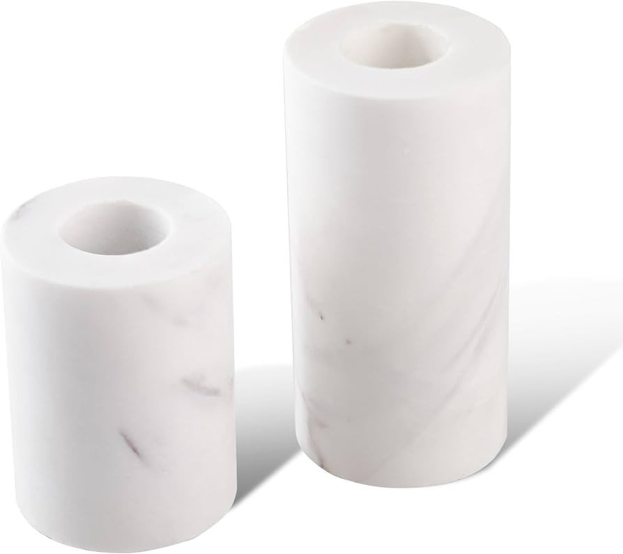 WORHE Candle Holders True Natural Marble Wick 0.35" Thick Set of 2 Decorative Candlestick Holder ... | Amazon (US)