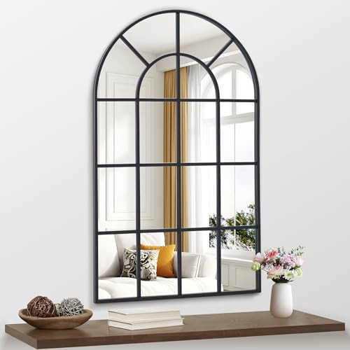 NIMURY Arched Mirror, 30"x48" Arch Window Mirror, Black Frame Window Pane Mirror Wall Decor, Large Wall Mounted Mirror Decorative for Living Room Bedroom Entryway Hanging or Leaning Against Wall | Amazon (US)