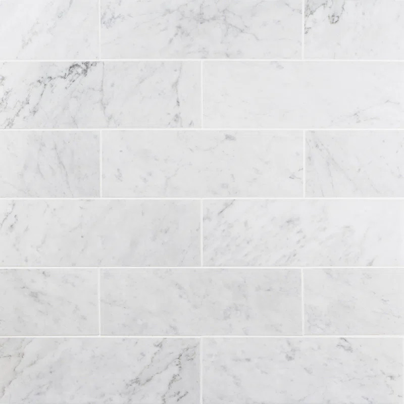 Carrara 4" x 12" Marble Marble Look Subway Wall & Floor Tile | Wayfair North America