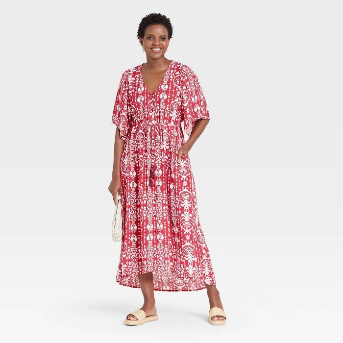 Women's Floral Print 3/4 Sleeve Dress - Knox Rose™ Red | Target