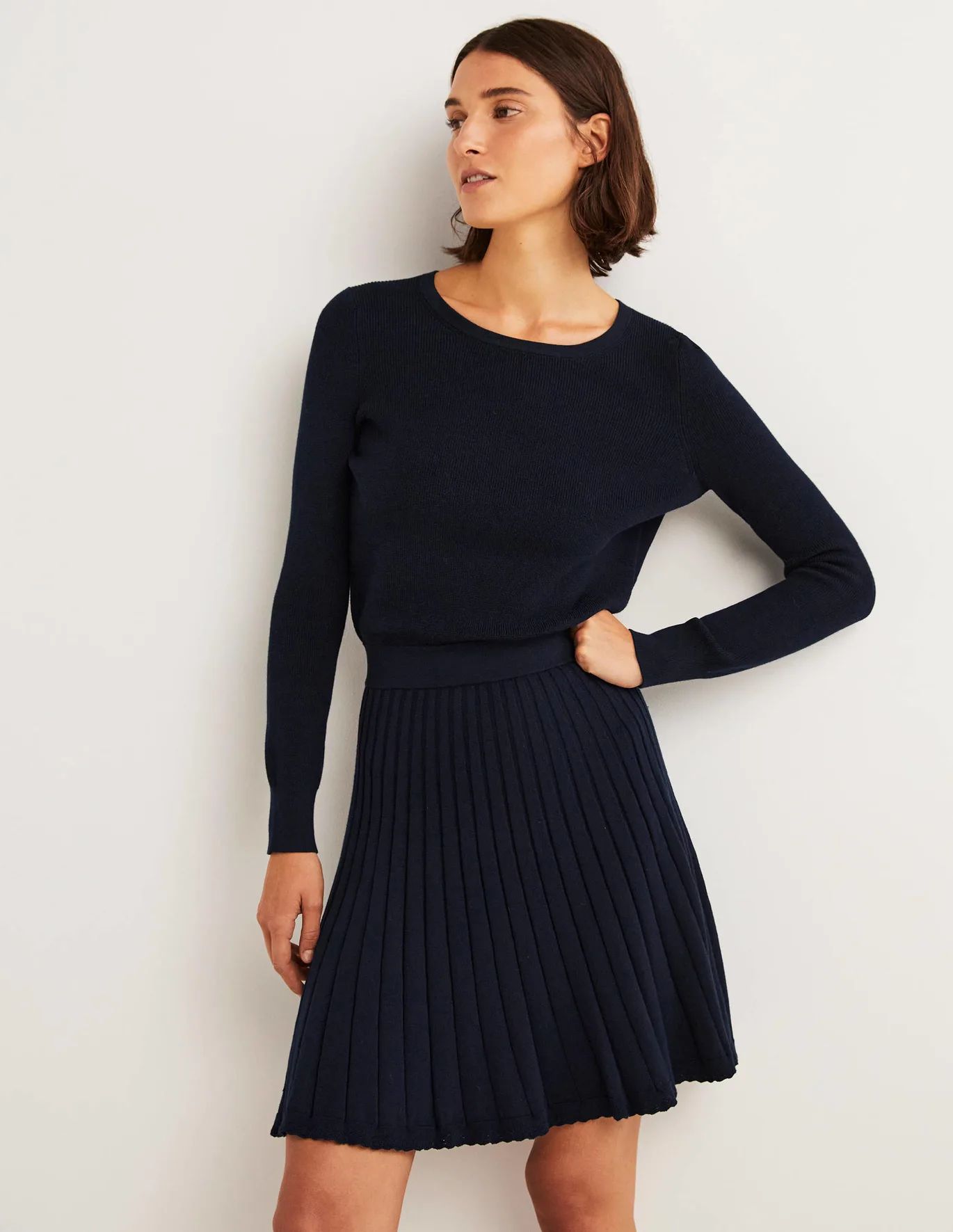 Pleated Knitted Mini Dress | Boden (US)