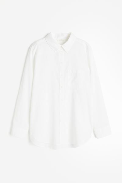 Linen-blend Shirt - White - Ladies | H&M US | H&M (US + CA)