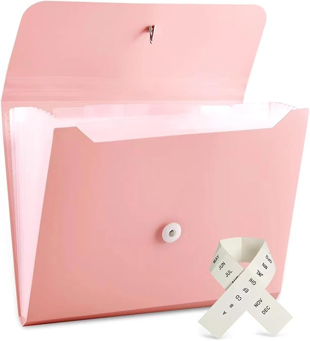 Expanding File Folder with 13 Pockets, 8.2in x 11in, Pink | Amazon (US)