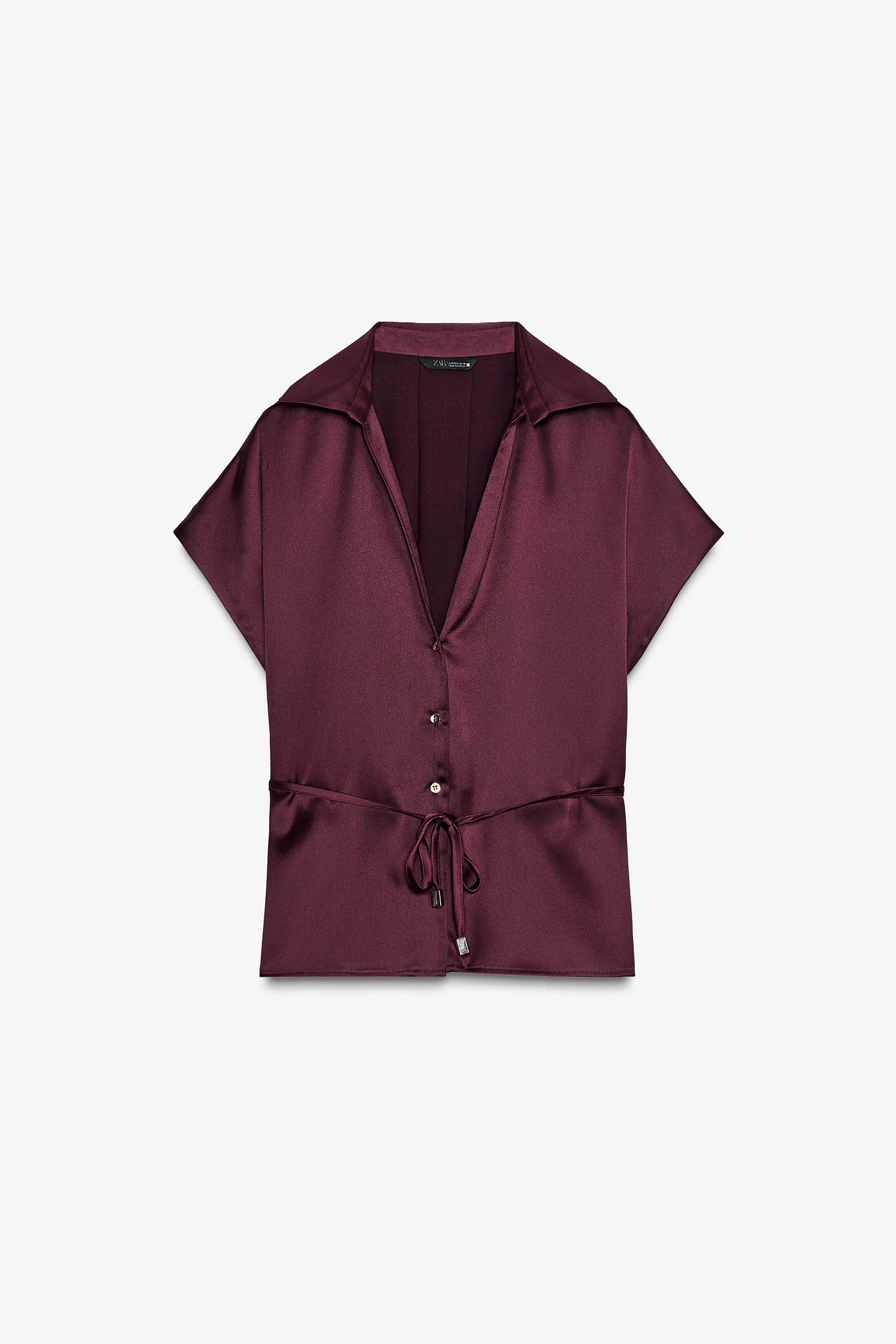 BELTED SATIN EFFECT SHIRT | Zara US