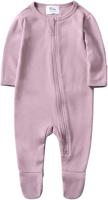 O2Baby Baby Boys Girls Organic Cotton Zip-Front Sleeper Pajamas, Footed Sleep 'n Play | Amazon (US)