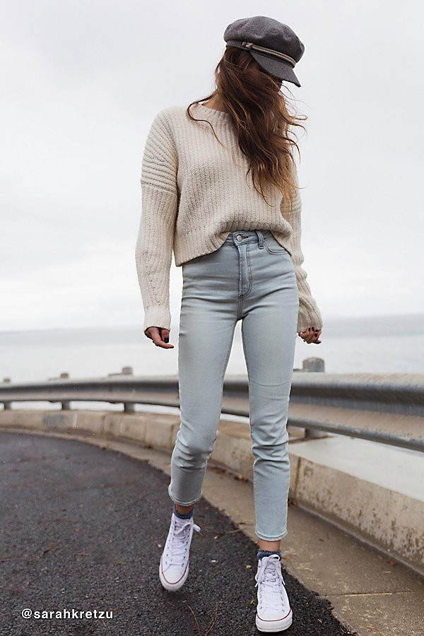 BDG Girlfriend High-Rise Jean - Bleached Light Wash - Blue 24 at Urban Outfitters | Urban Outfitters (US and RoW)