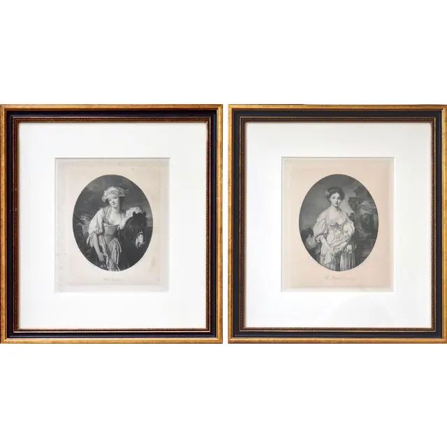 French Etchings of Portraits by Jean Baptiste Greuze-Pair | Chairish