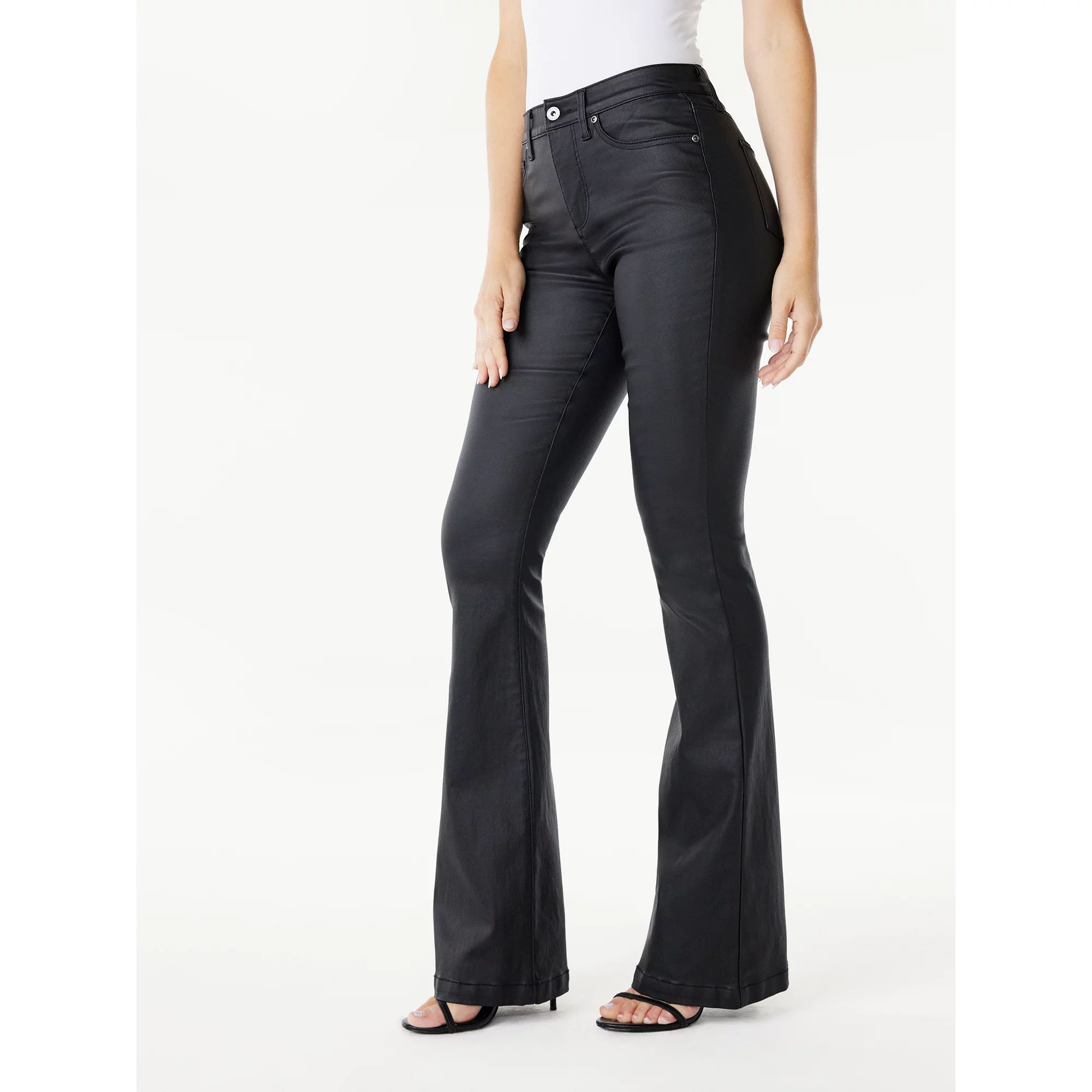 Sofia Jeans Women's Melisa Flare High Rise Coated Pants, 33.5" Inseam, Sizes 2-20 | Walmart (US)