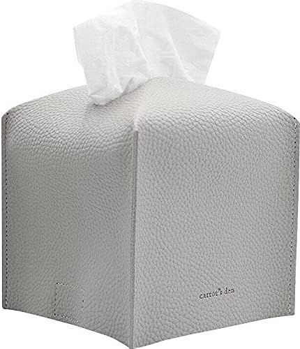 Tissue Box Cover Holder, Square with Bottom Belt by Carrot's Den - PU Leather Decorative Organize... | Amazon (US)